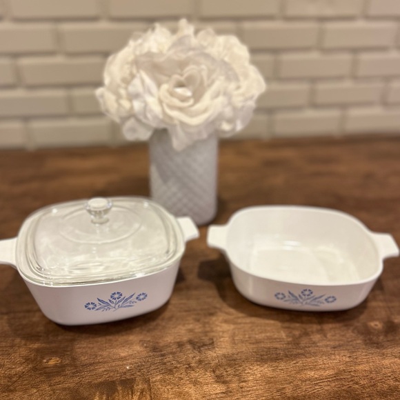 Corningware Other - Corningware White Casserole Set with Blue Floral Design